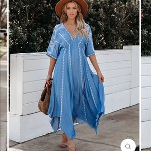 VICI embroidered chambray handkerchief dress